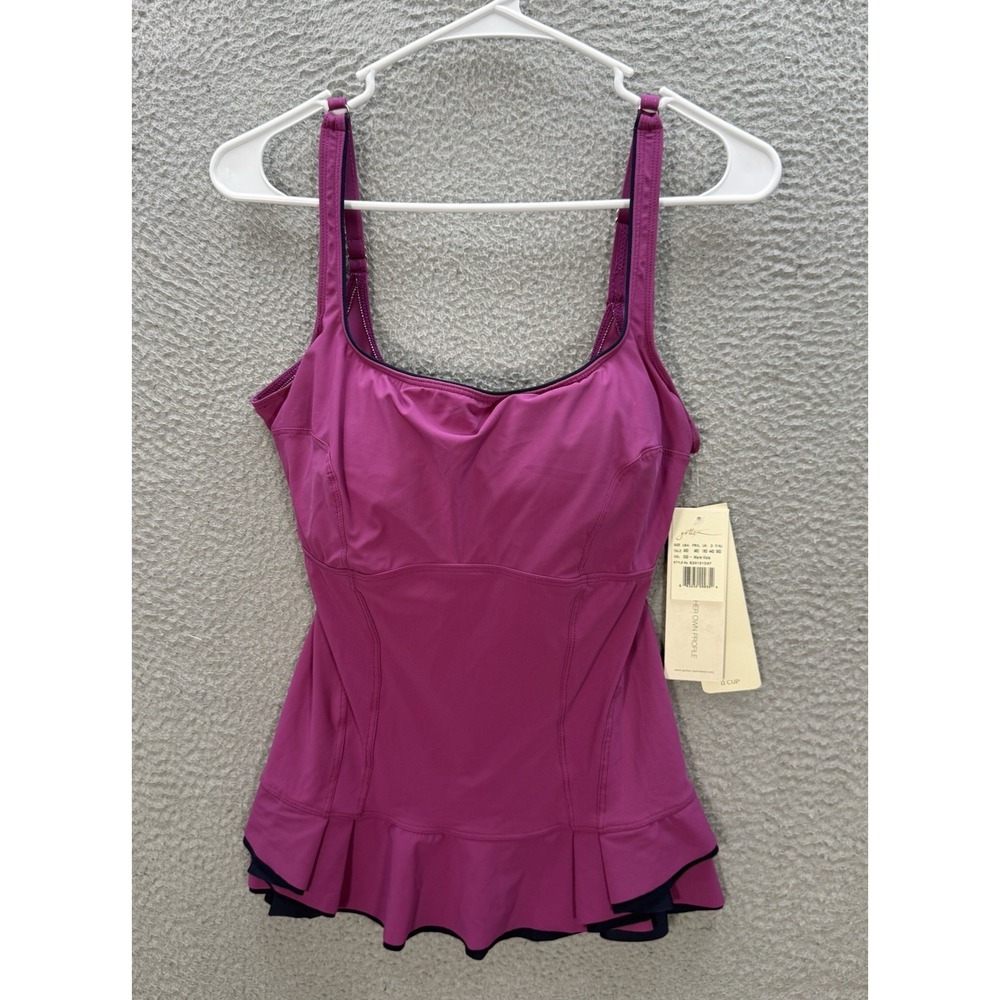 Profile By Gottex Tankini Top Womens 40D Viola Standard Belle Curve Square Neck
